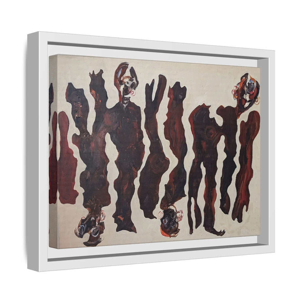 Abstract Figure Matte Canvas Framed Art — Dark Red Organic Shapes