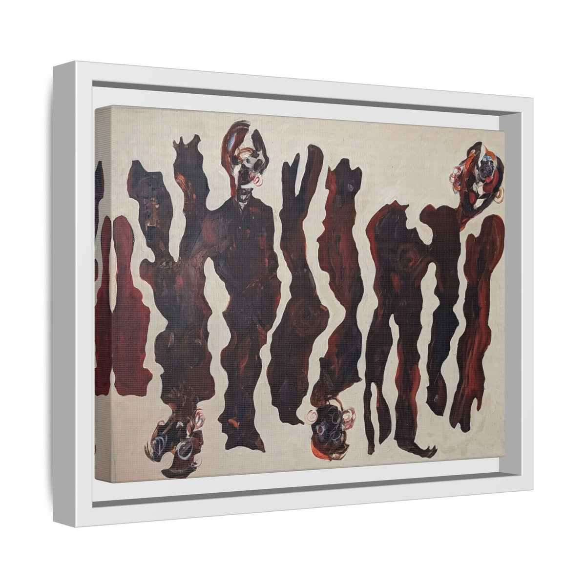 Abstract Figure Matte Canvas Framed Art — Dark Red Organic Shapes