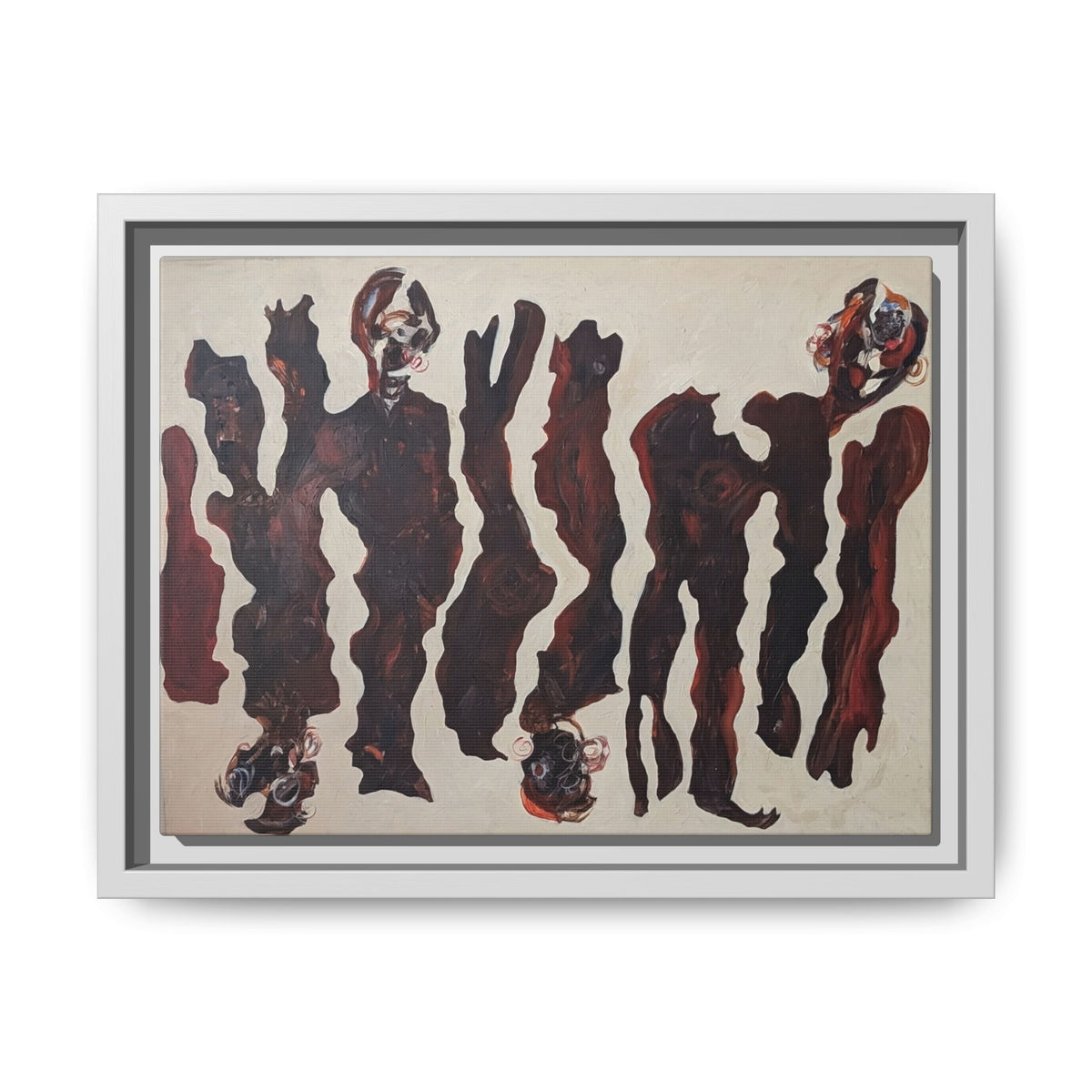 Abstract Figure Matte Canvas Framed Art — Dark Red Organic Shapes