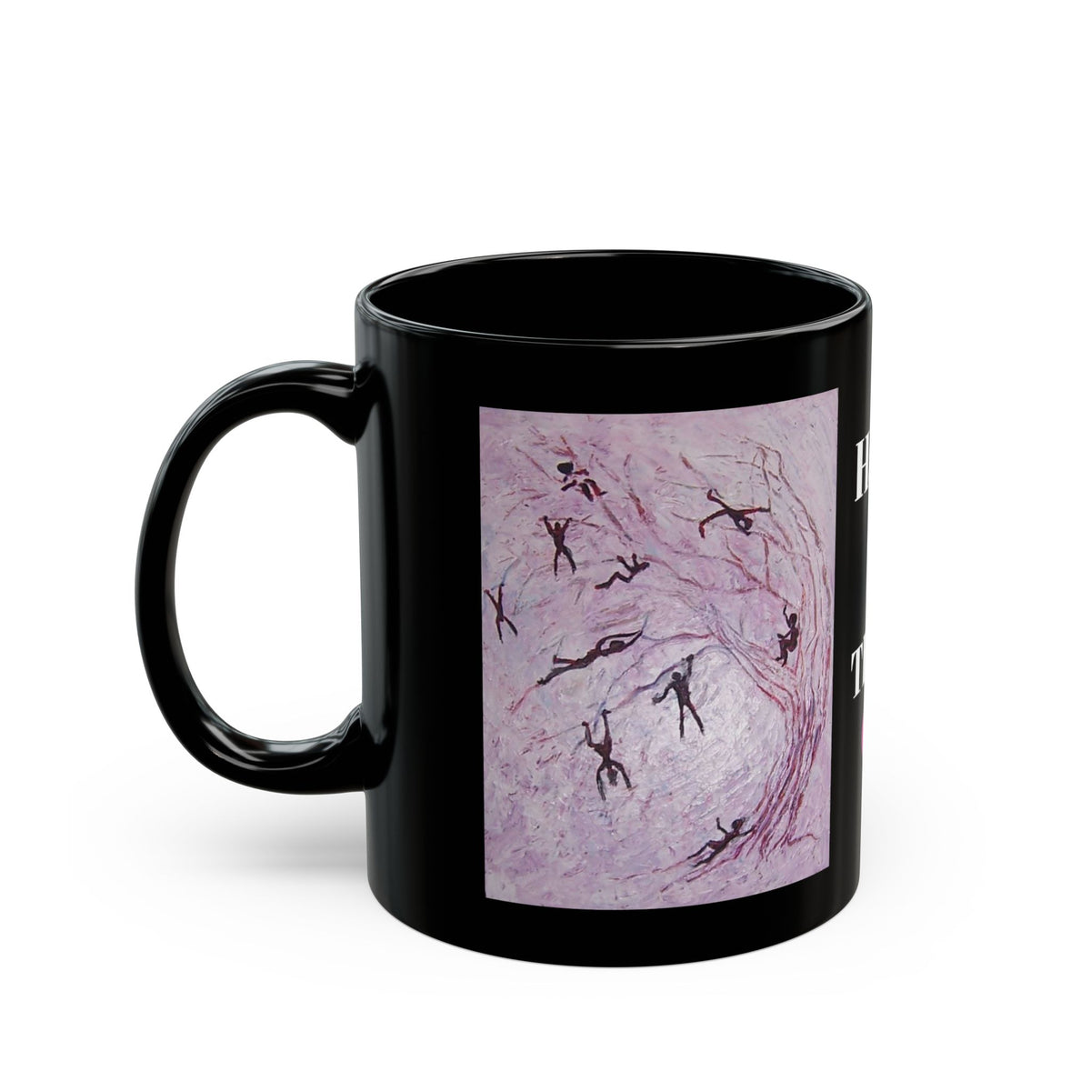 Hang In There Black Mug – Encouragement Coffee Cup with Abstract Swirl Art (11oz, 15oz)