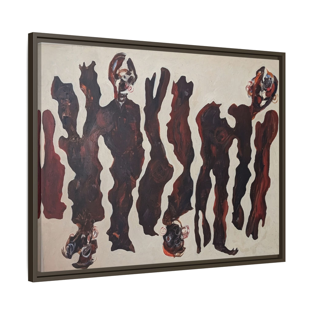 Abstract Figure Matte Canvas Framed Art — Dark Red Organic Shapes