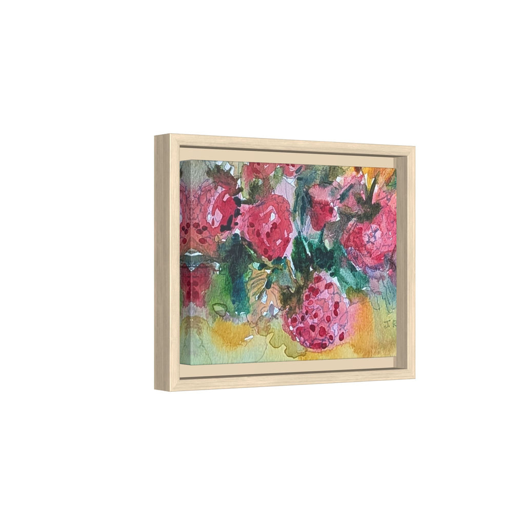 Raspberry Patch Still Life Framed Matte Canvas Print