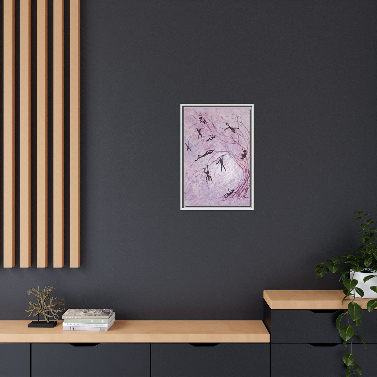 Abstract Falling Figures Matte Canvas Print (Framed)