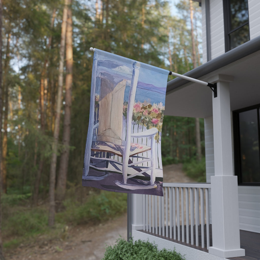 Rocking Chair on deck House Banner - Outdoor/Indoor Decorative house Flag/banner