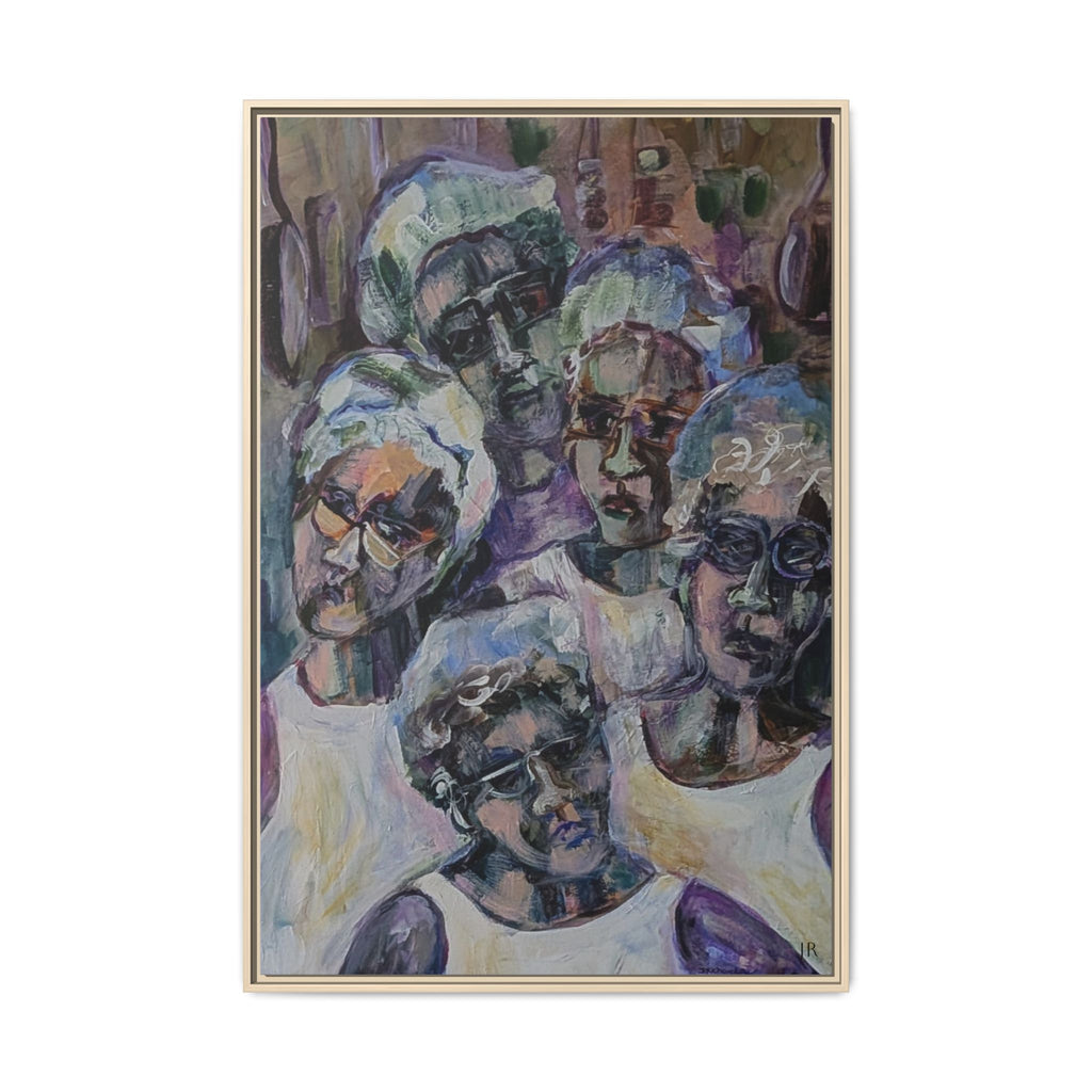 5 Cafeteria Woman Framed Matte Canvas Wall Art