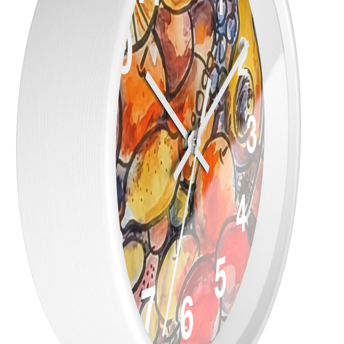 Fruit Watercolor Wall Clock  Bright Kitchen Decorative Clock