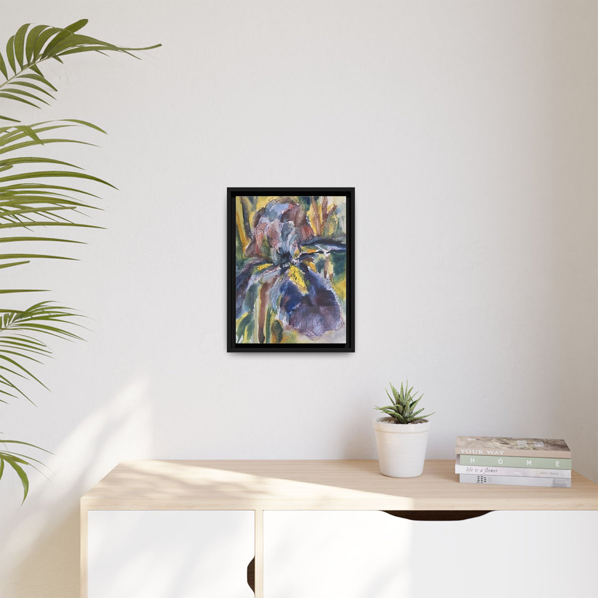 Framed Watercolor Iris Matte Canvas Wall Art