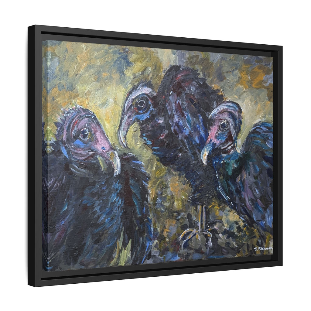3 Vultures Painting  Framed Matte Canvas