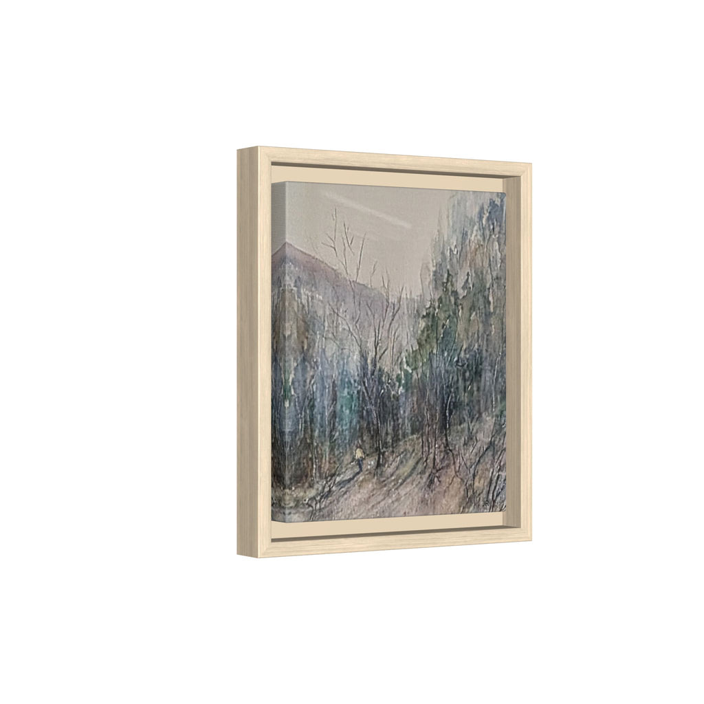 Misty Forest Landscape Matte Canvas Framed | Watercolor Mountain Scene