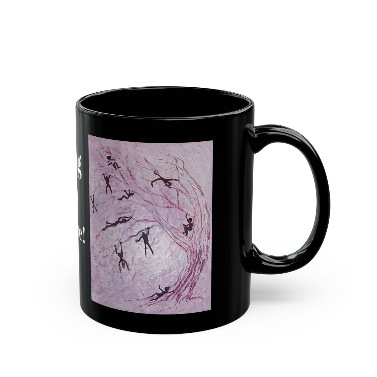 Hang In There Black Mug – Encouragement Coffee Cup with Abstract Swirl Art (11oz, 15oz)