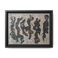 Abstract Military Figurative Matte Canvas Framed Wall Art — Multi‑Color