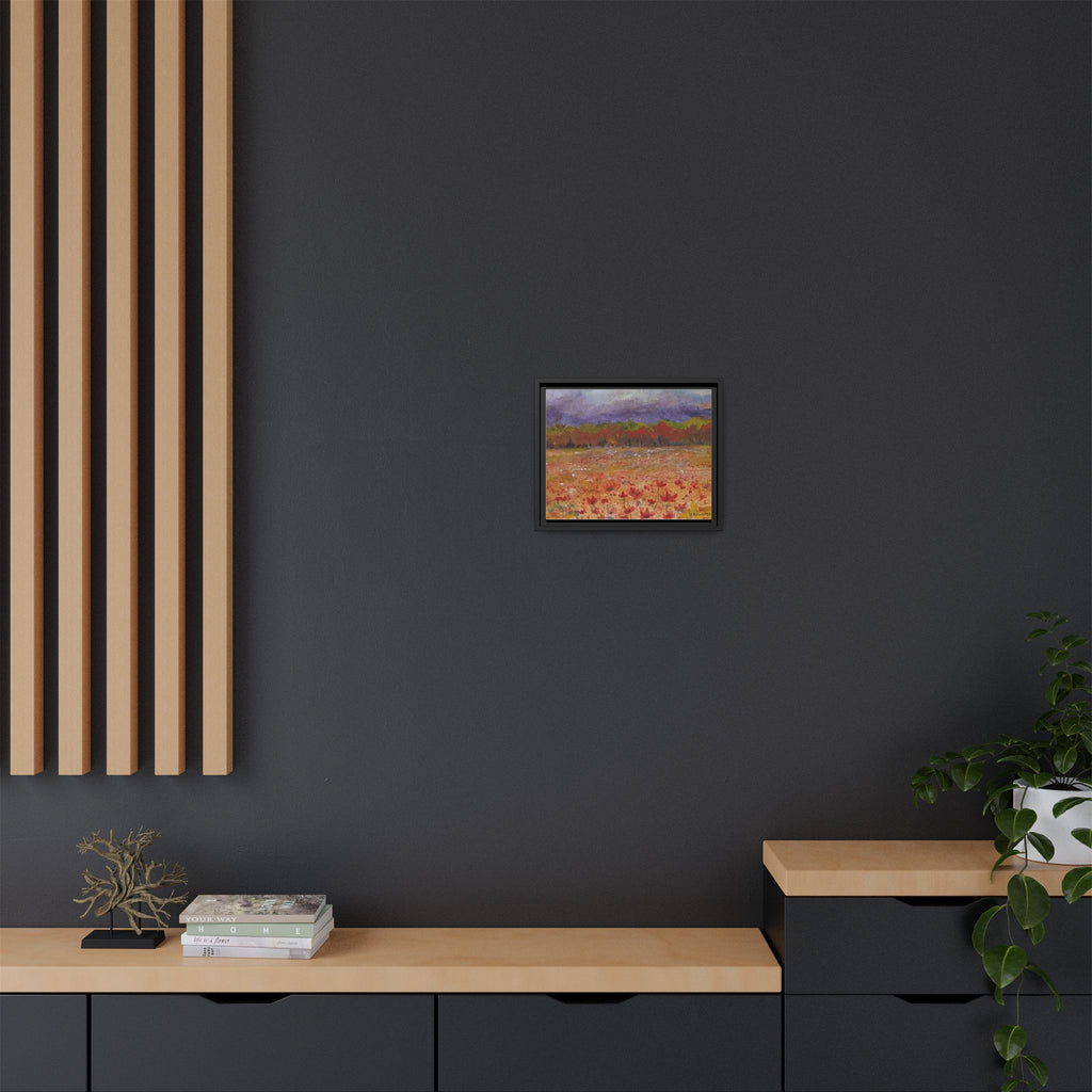 Framed Canvas Wall Art – Autumn Wildflower Meadow Landscape Painting