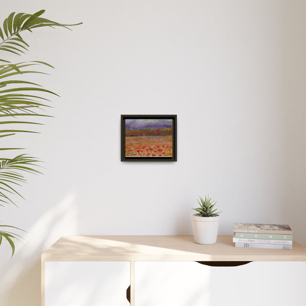 Framed Canvas Wall Art – Autumn Wildflower Meadow Landscape Painting