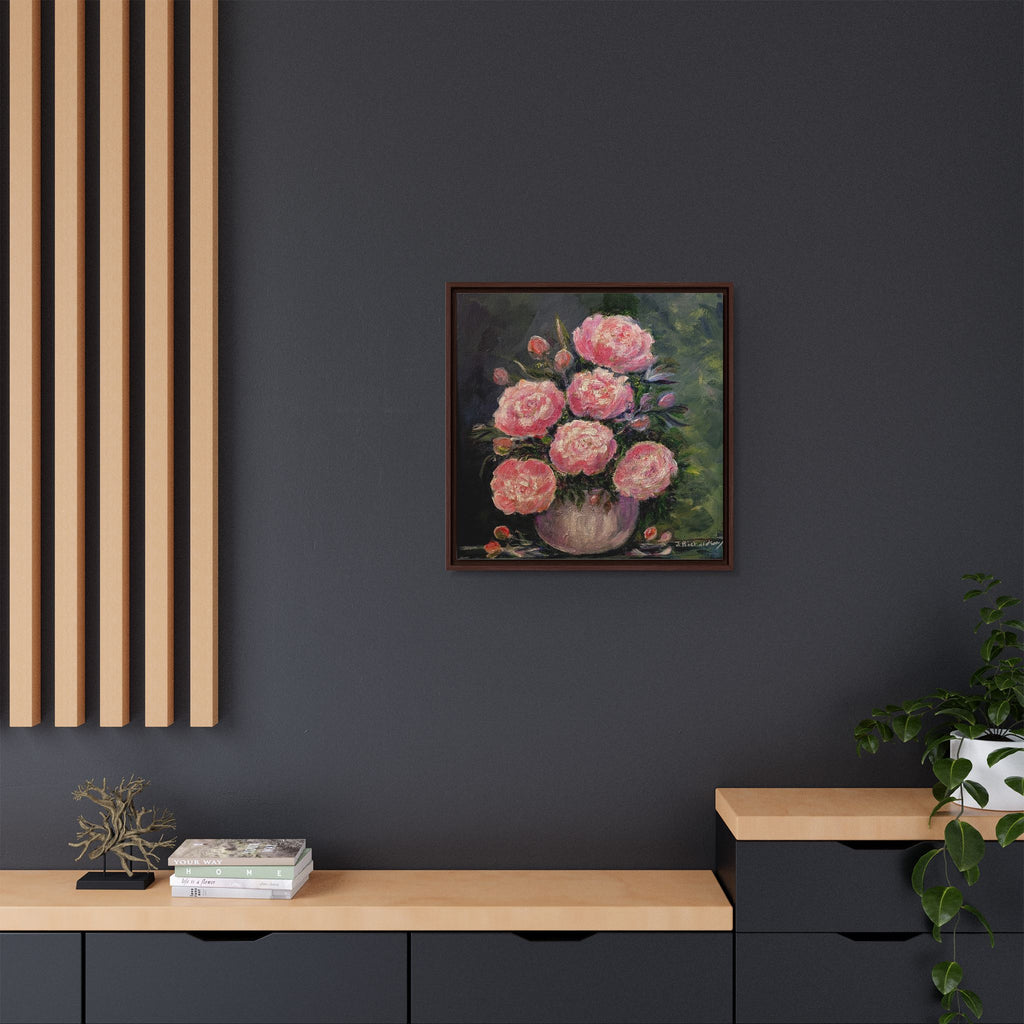 Copy of Framed Floral Canvas Wall Art — Pink Peonies in Vase