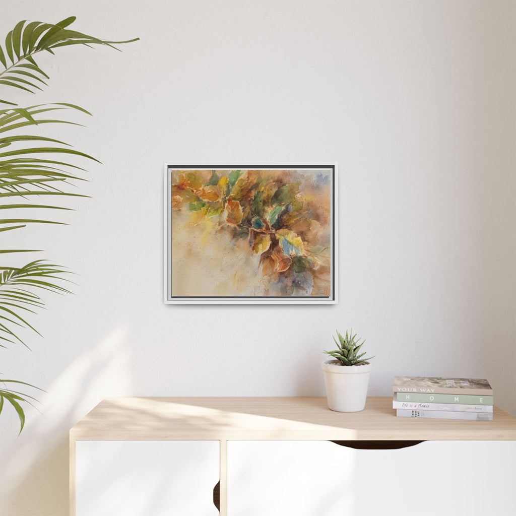 Framed  Autumn Leaves Matte Canvas Watercolor