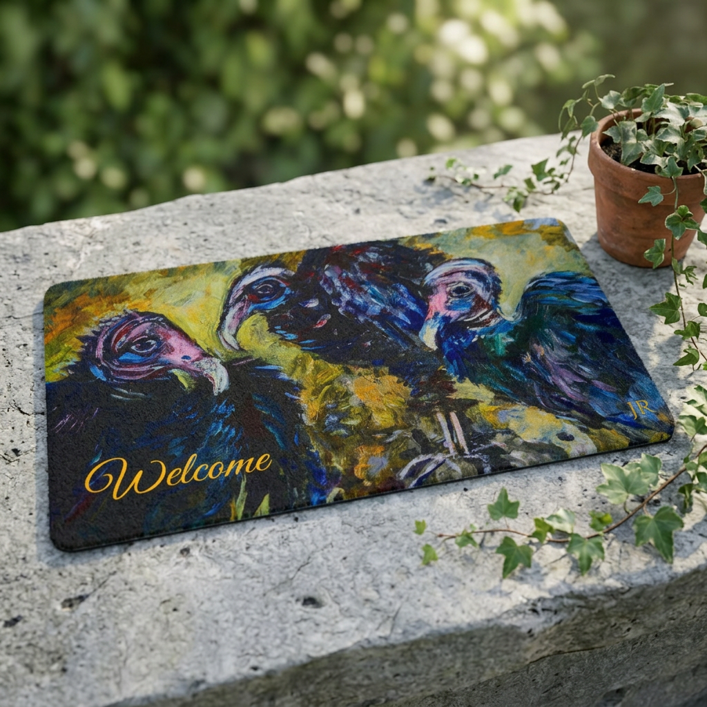 Vultures Welcome Polyester Doormat