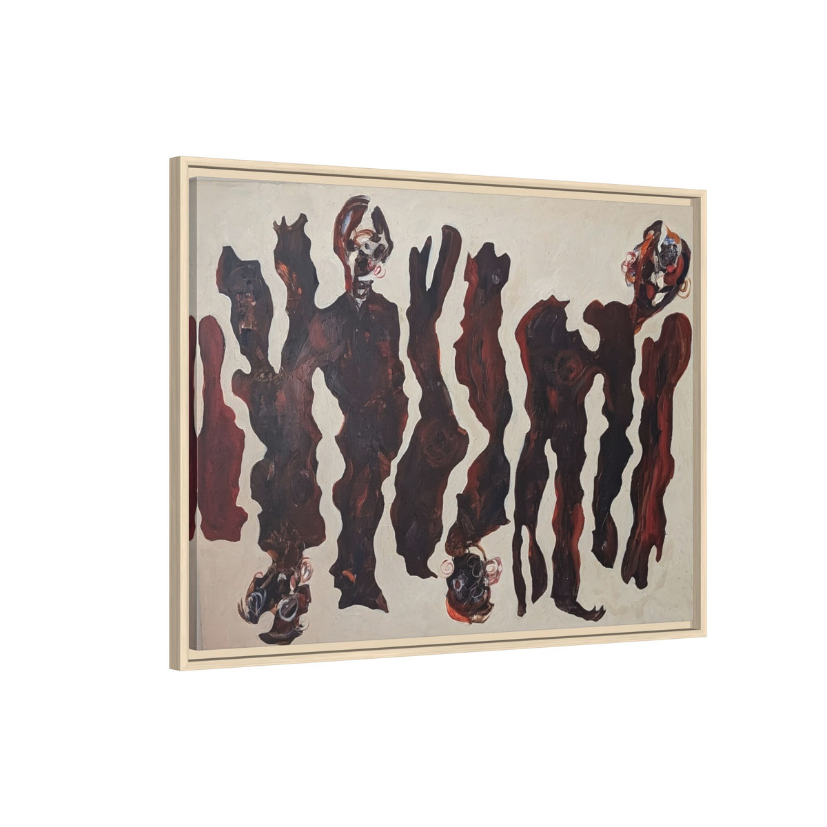 Abstract Figure Matte Canvas Framed Art — Dark Red Organic Shapes