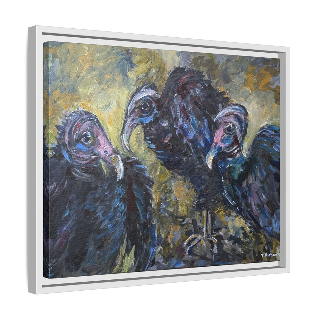 3 Vultures Painting  Framed Matte Canvas