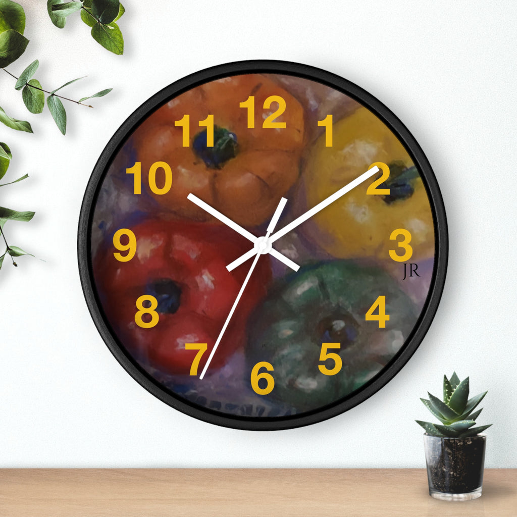 Colorful 4 Pepper Wall Clock —  Kitchen Decor