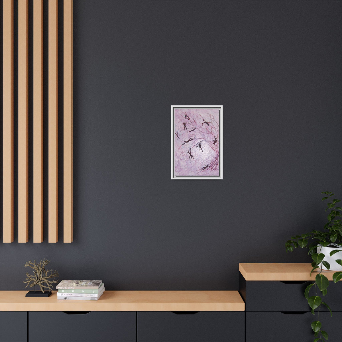 Abstract Falling Figures Matte Canvas Print (Framed)