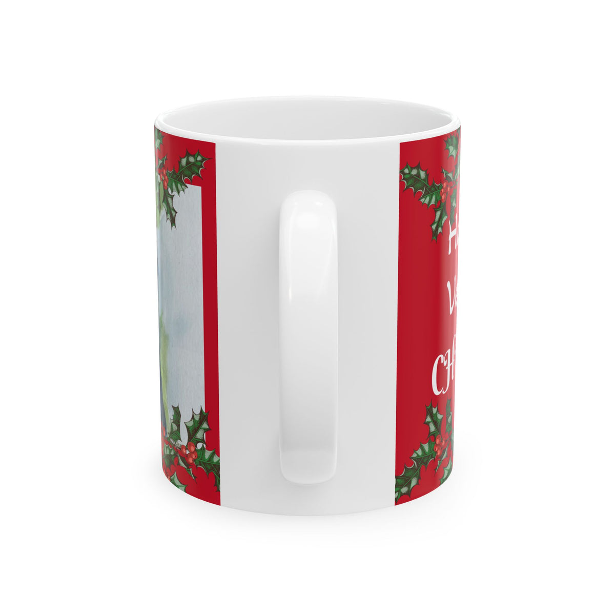 Black Bear Christmas Holly Border Mug | Festive Holiday Coffee Cup