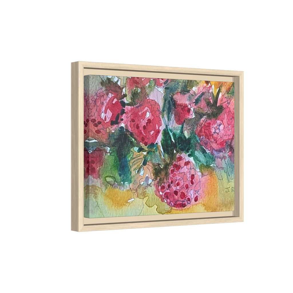 Raspberry Patch Still Life Framed Matte Canvas Print