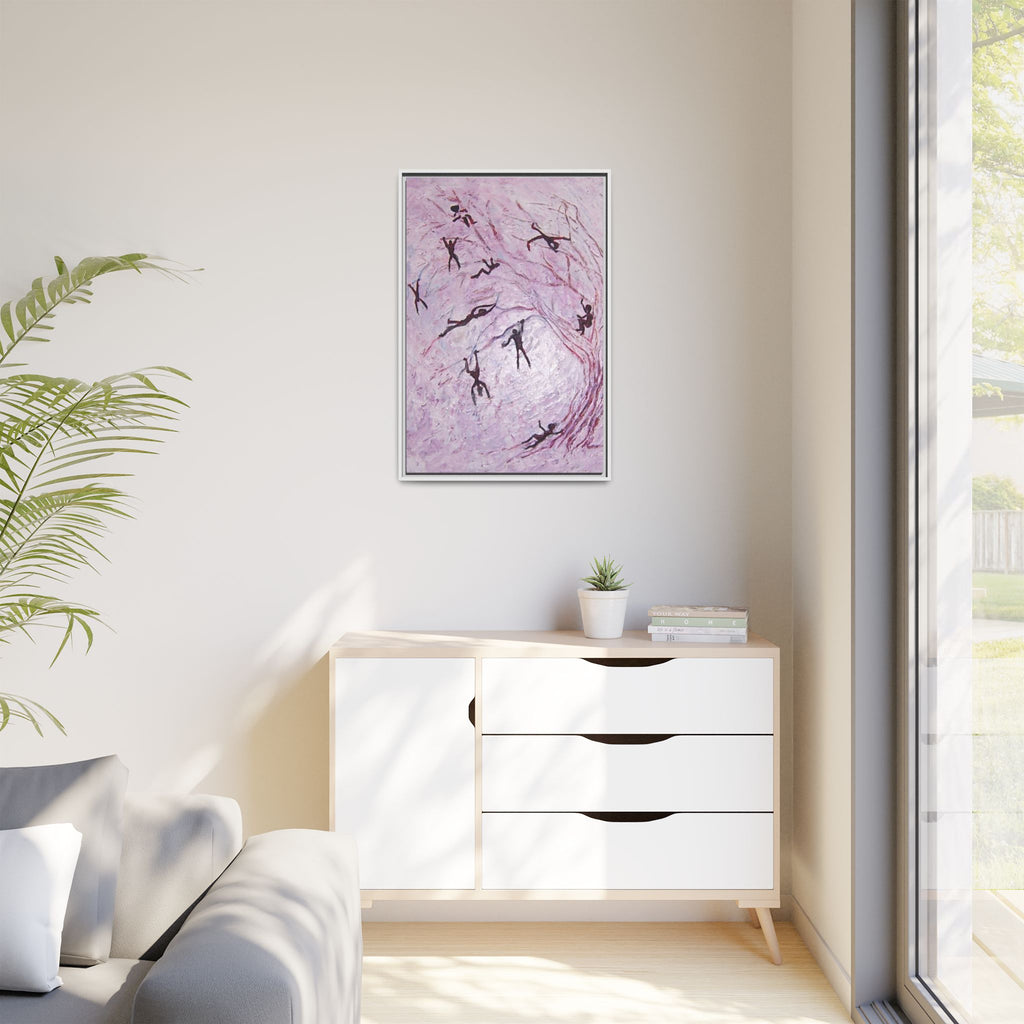 Abstract Falling Figures Matte Canvas Print (Framed)