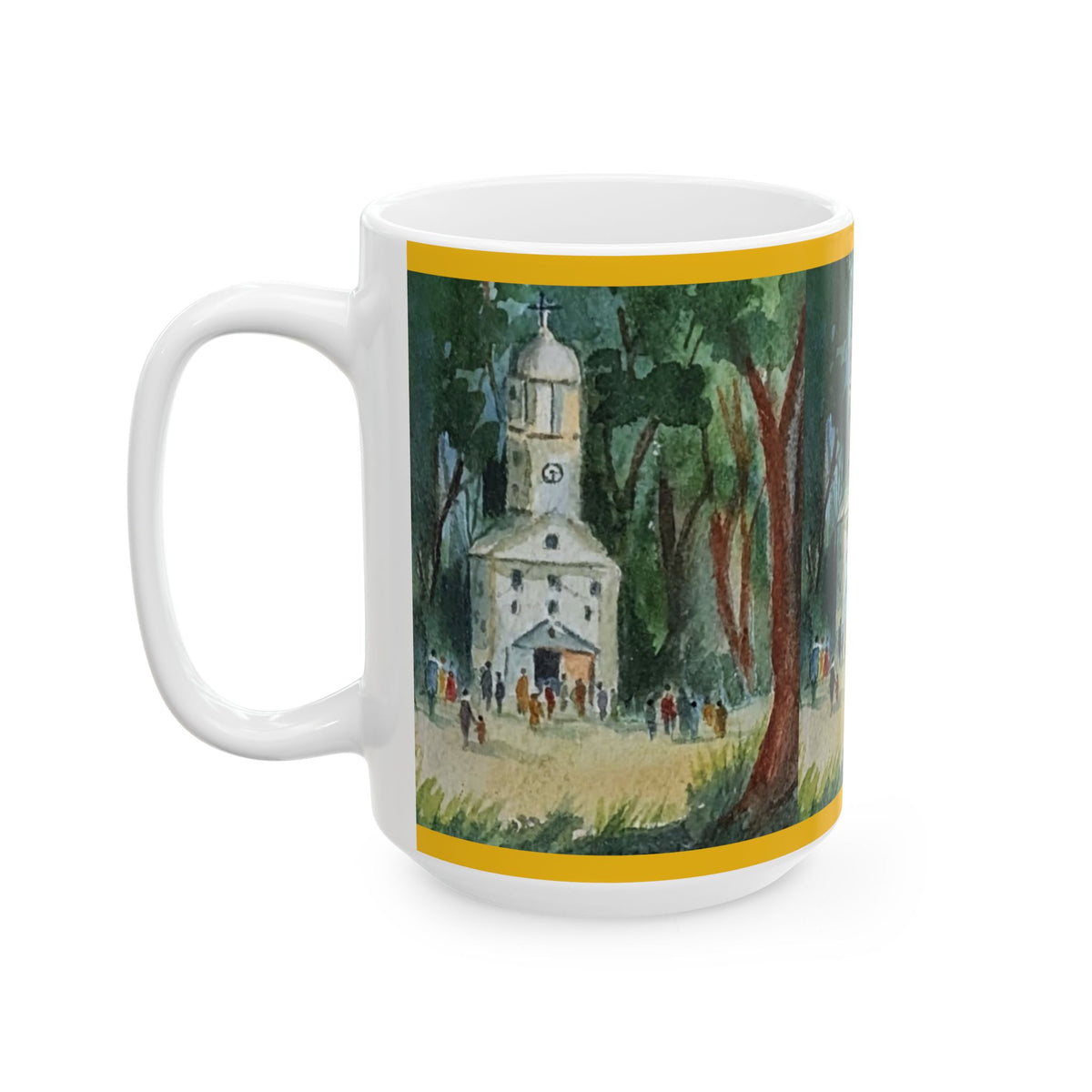 Watercolor Church in the Woods Ceramic Mug