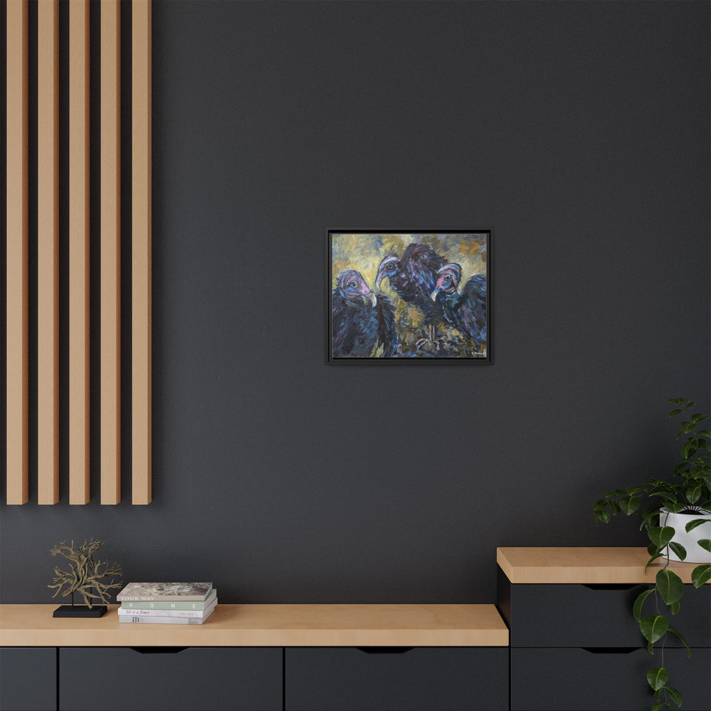 3 Vultures Painting  Framed Matte Canvas