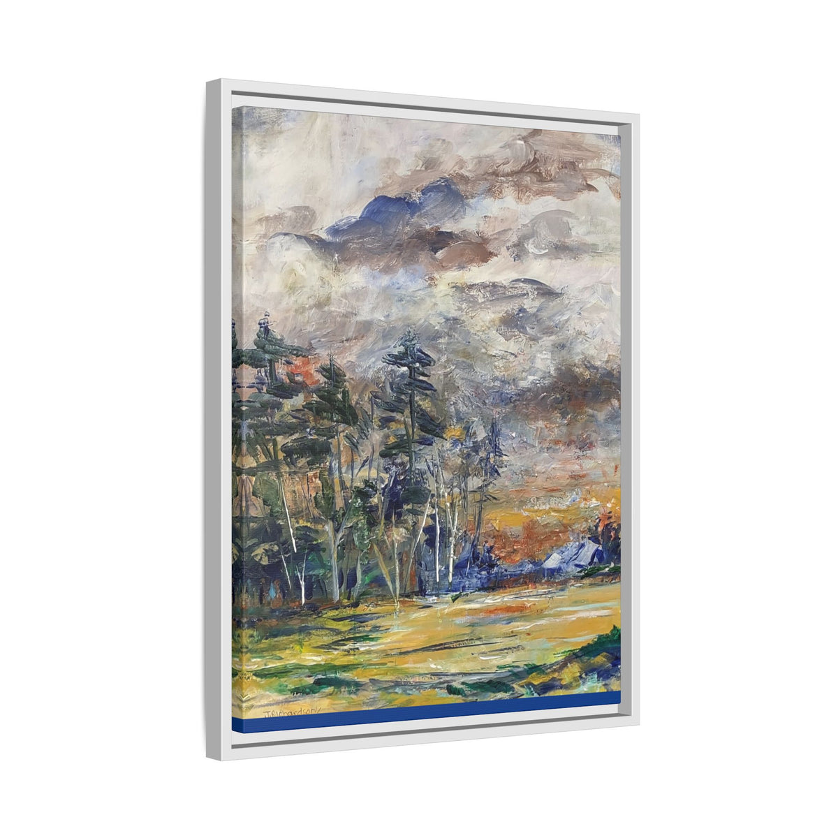Framed Matte Canvas Landscape Print — Abstract Forest Meadow Wall Art