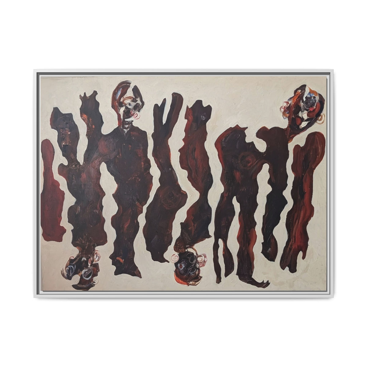 Abstract Figure Matte Canvas Framed Art — Dark Red Organic Shapes