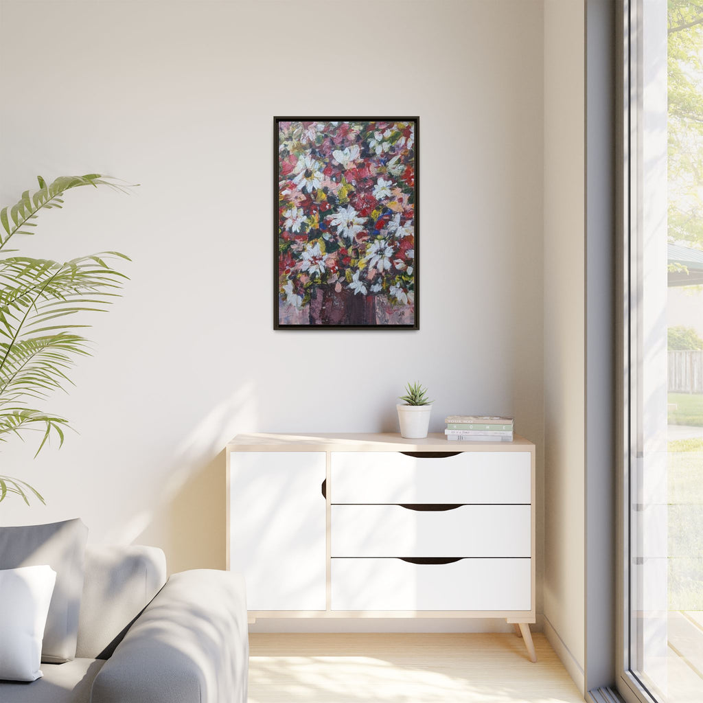 Daisies Floral Painting Matte Canvas Framed | Flower Art Wall Decor