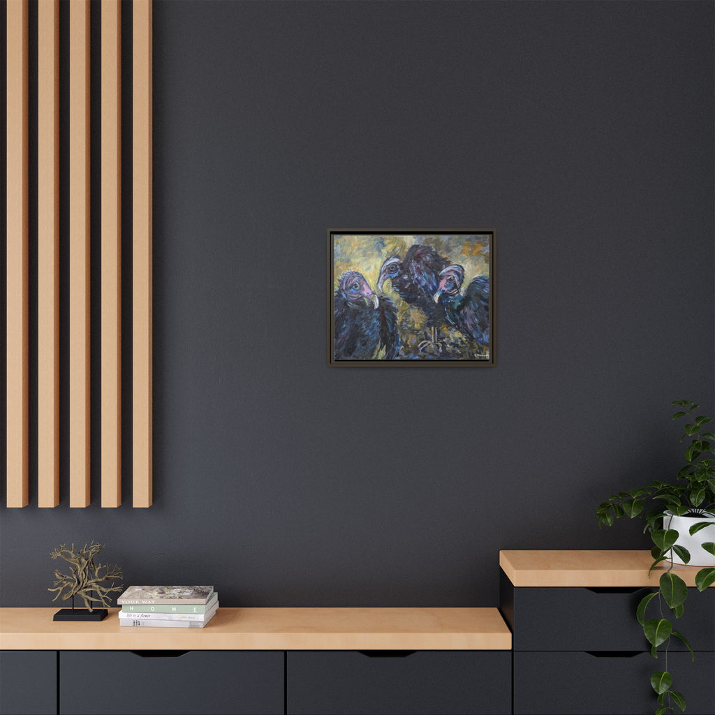 3 Vultures Painting  Framed Matte Canvas