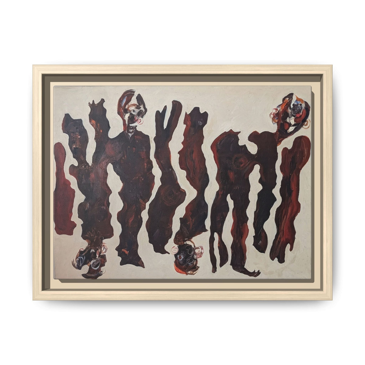 Abstract Figure Matte Canvas Framed Art — Dark Red Organic Shapes