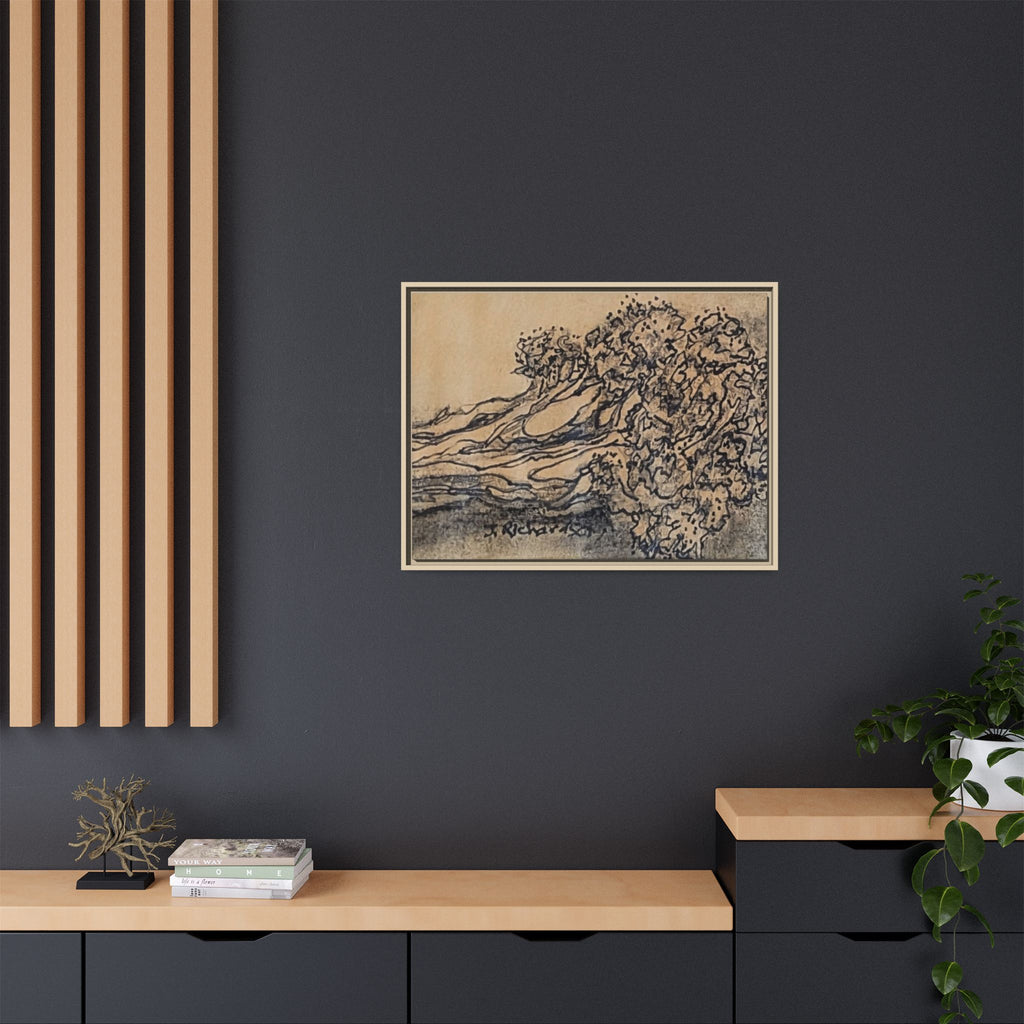 Matte Canvas Wall Art — "Broccoli" Pencil Sketch (Framed)