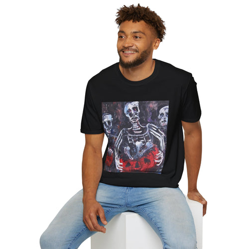 3 Skeletons Halloween t-shirt | Skeleton Painting Tee