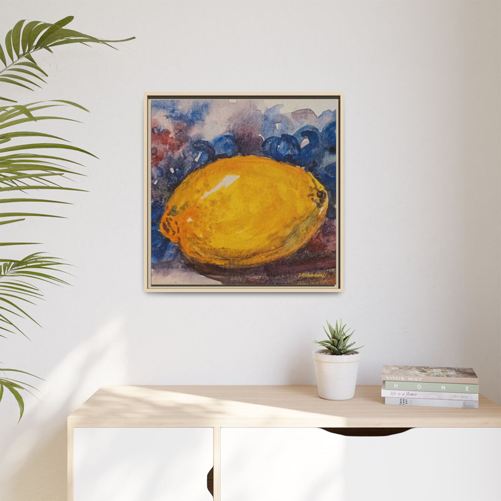 Lemon Grapes Pastel Painting Framed Matte Canvas