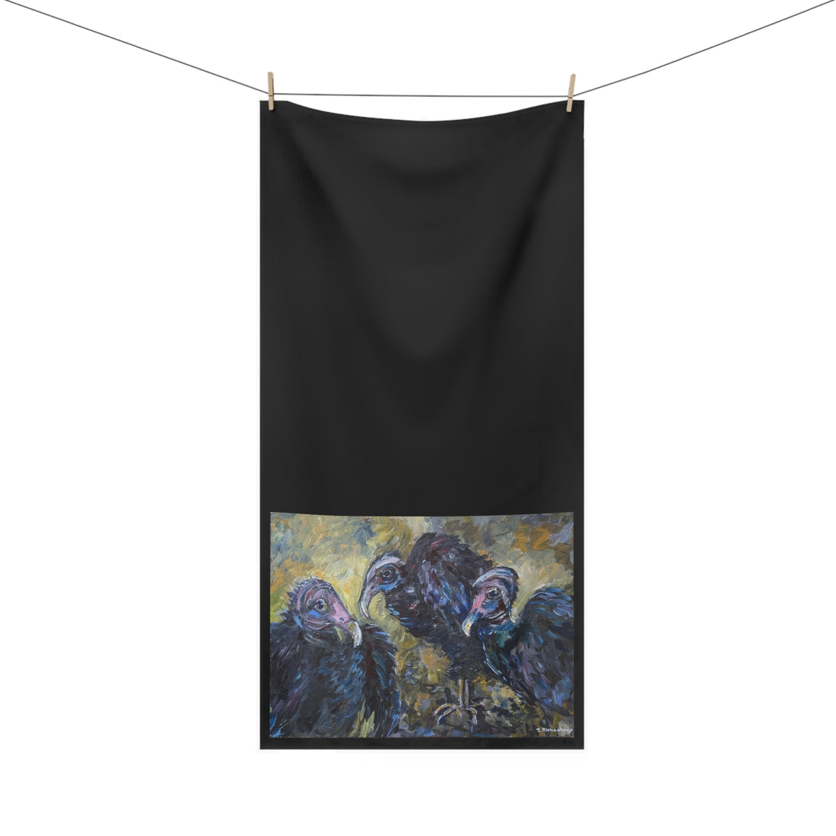 Vulture Trio Towel painting Mink-Cotton Towel |no textured brushwork
