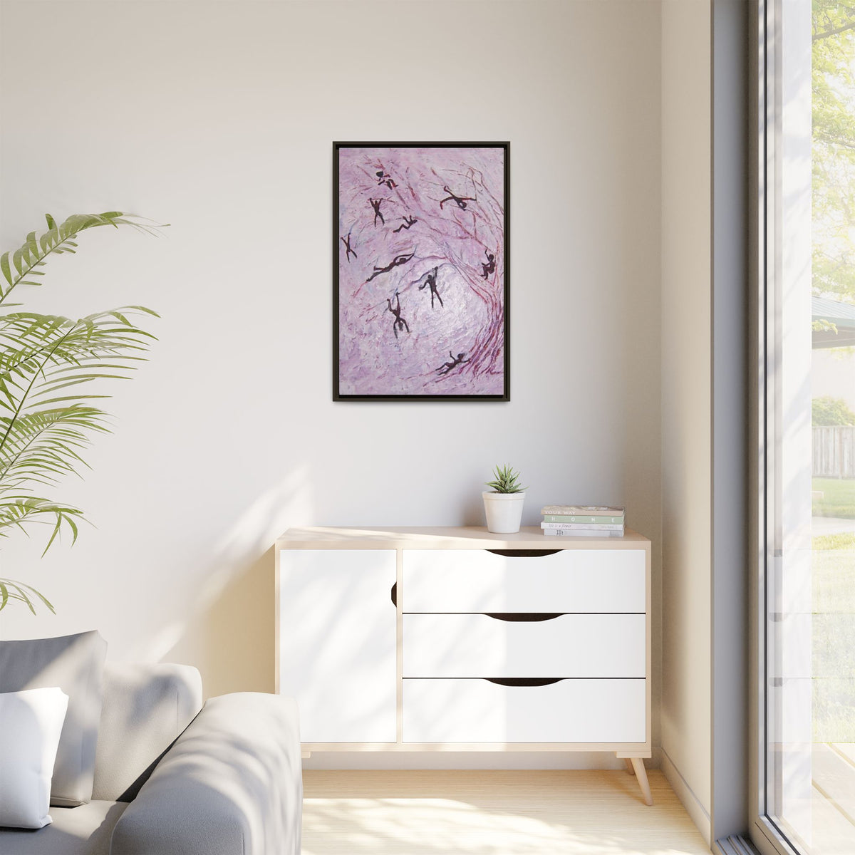 Abstract Falling Figures Matte Canvas Print (Framed)