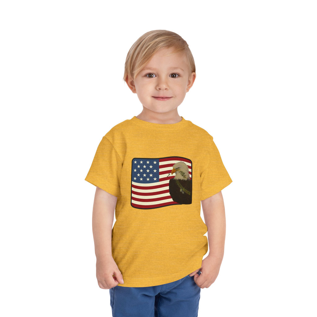 Patriotic Toddler Tee —2T - 5T Patriotic Bald Eagle "USA 2026" Graphic
