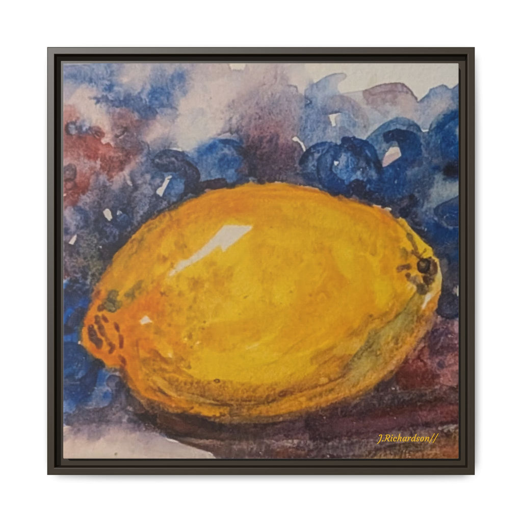 Lemon Grapes Pastel Painting Framed Matte Canvas