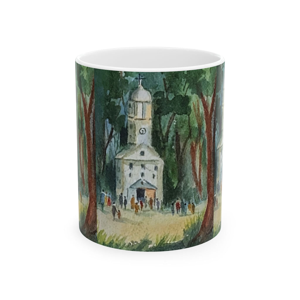 Watercolor Church in the Woods Ceramic Mug