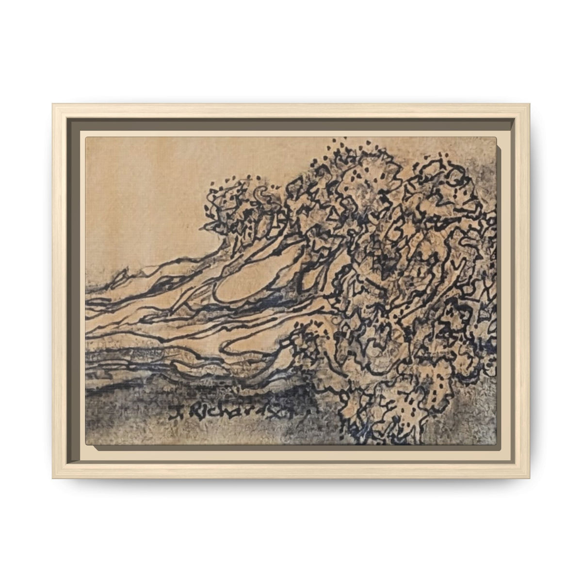 Matte Canvas Wall Art — "Broccoli" Pencil Sketch (Framed)