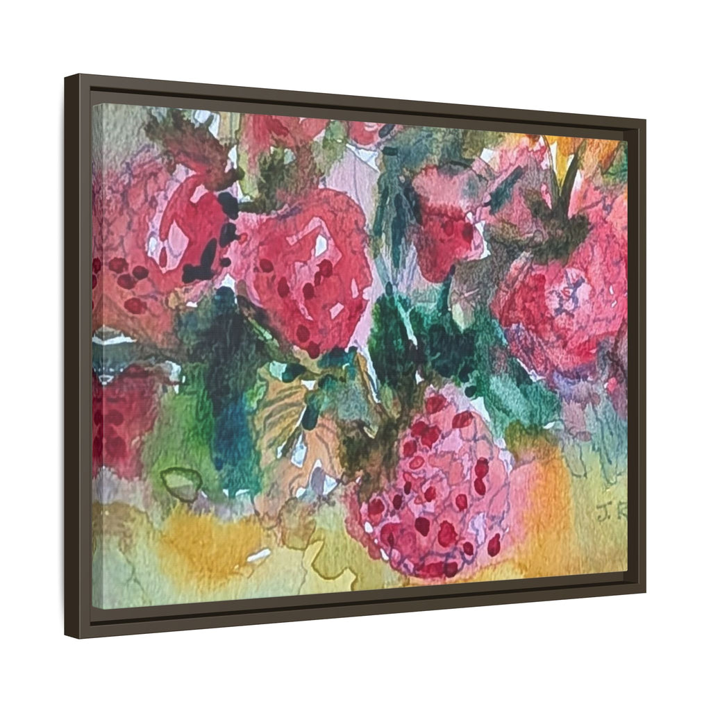 Raspberry Patch Still Life Framed Matte Canvas Print