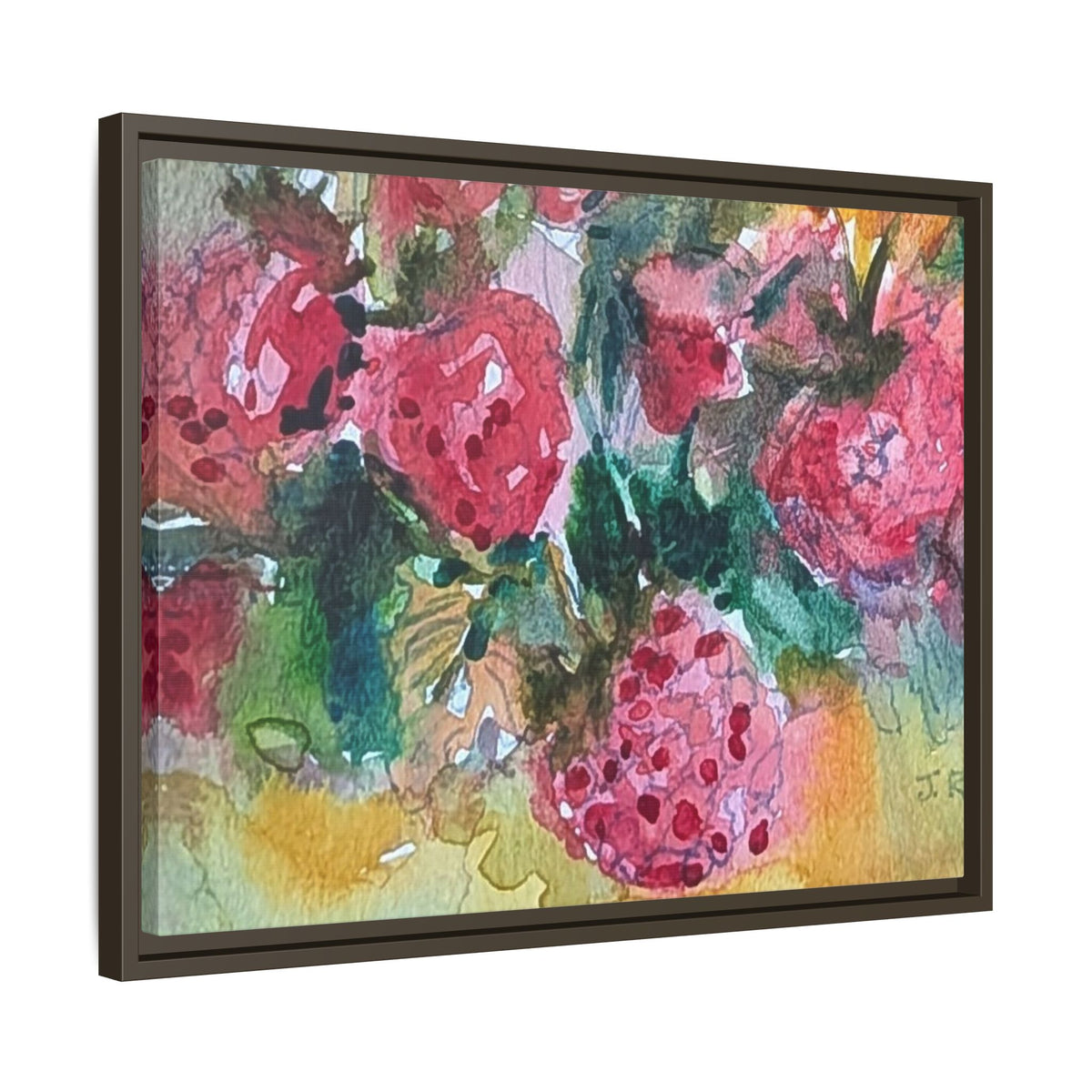 Raspberry Patch Still Life Framed Matte Canvas Print
