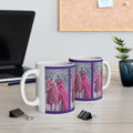 AI Pretty in Pink Skeleton on Horse Ceramic Mug