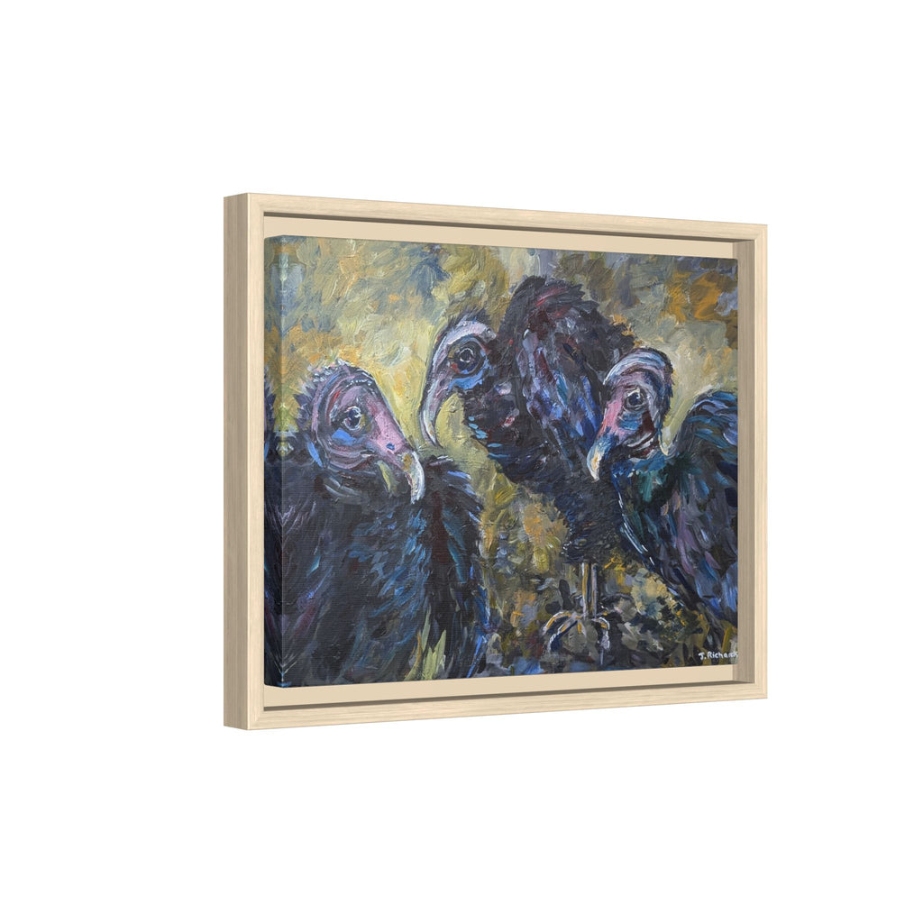 3 Vultures Painting  Framed Matte Canvas