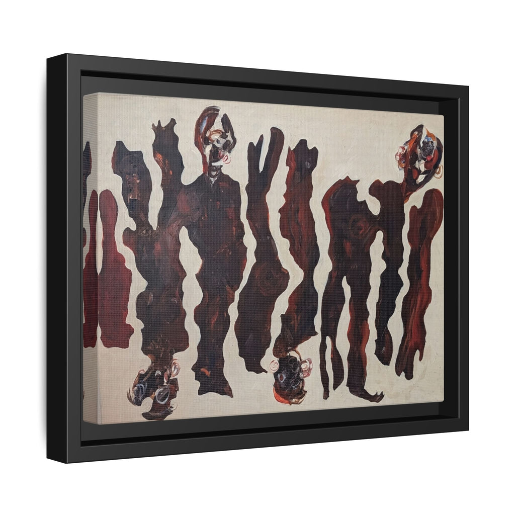 Abstract Figure Matte Canvas Framed Art — Dark Red Organic Shapes