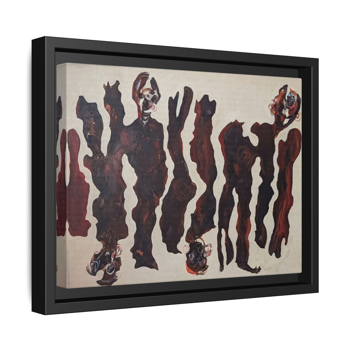 Abstract Figure Matte Canvas Framed Art — Dark Red Organic Shapes