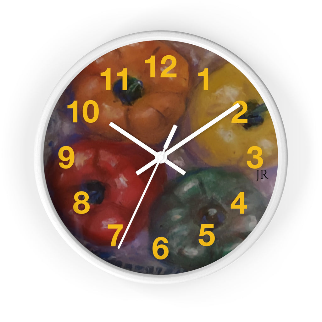 Colorful 4 Pepper Wall Clock —  Kitchen Decor